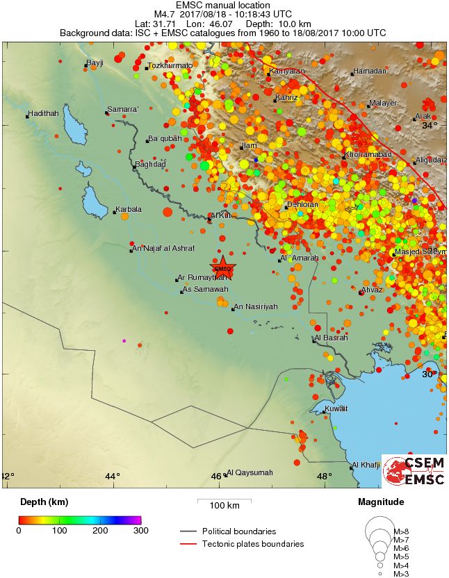 regional depth historical seismicity