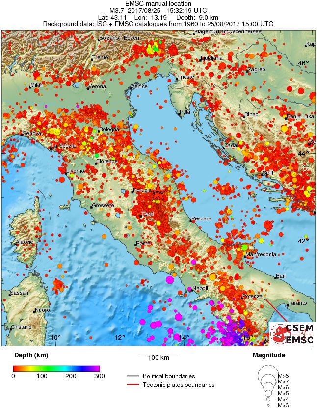 regional depth historical seismicity