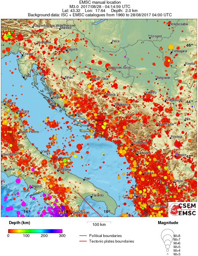 regional depth historical seismicity