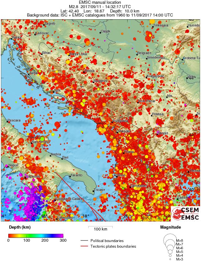 regional depth historical seismicity