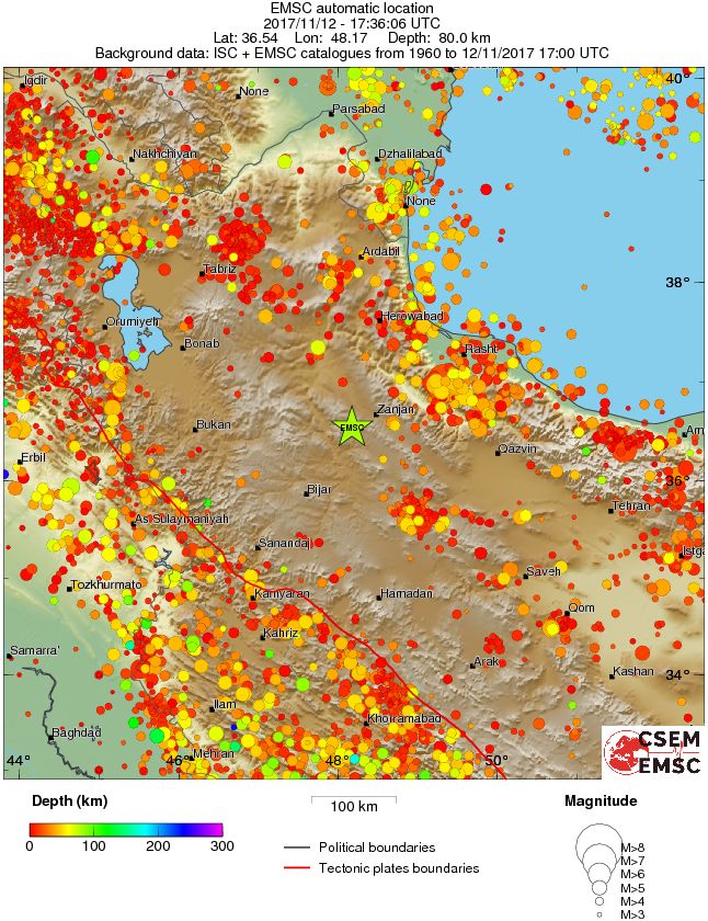 regional depth historical seismicity