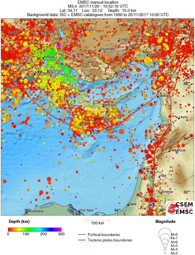 regional depth historical seismicity