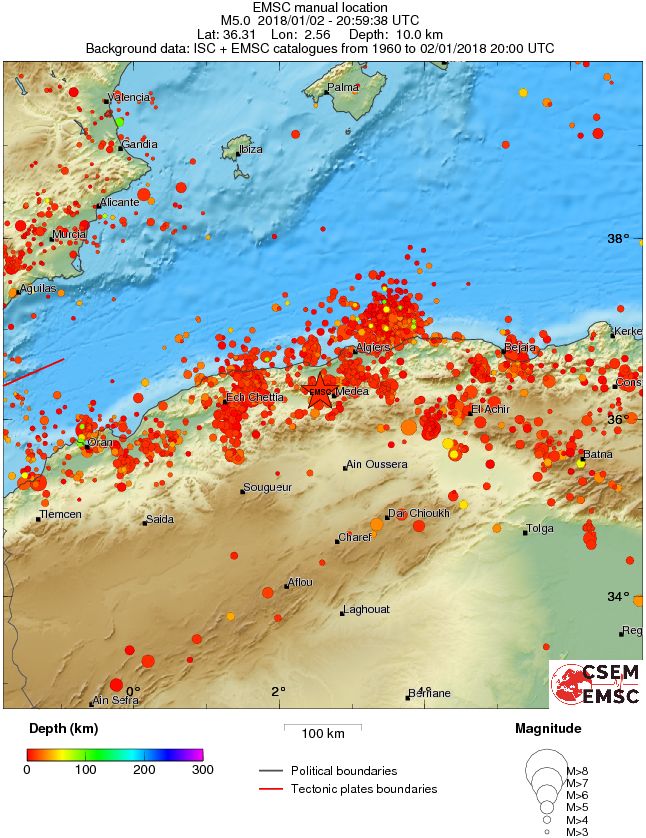 regional depth historical seismicity