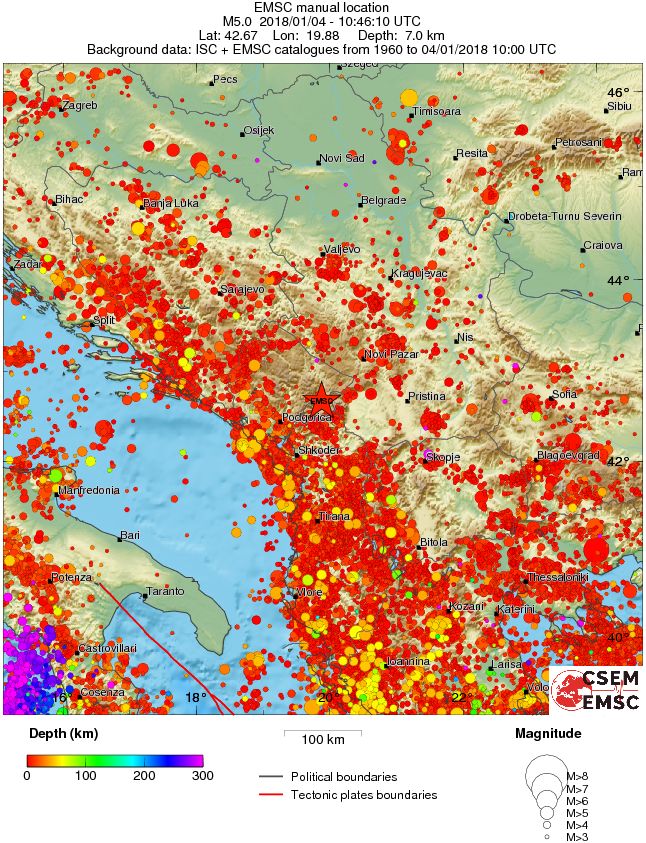 regional depth historical seismicity