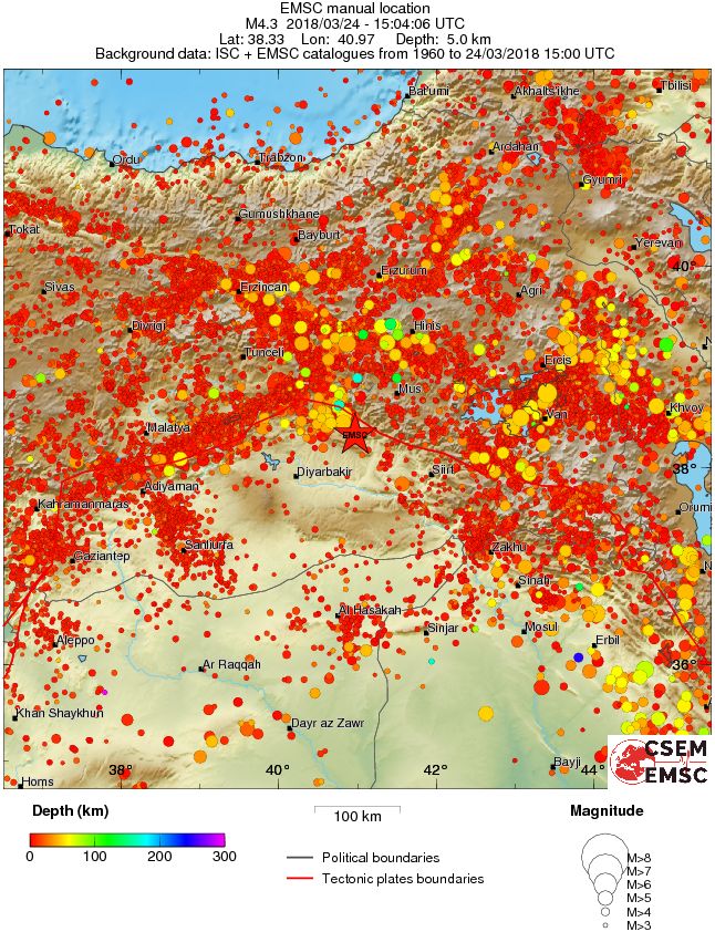 regional depth historical seismicity