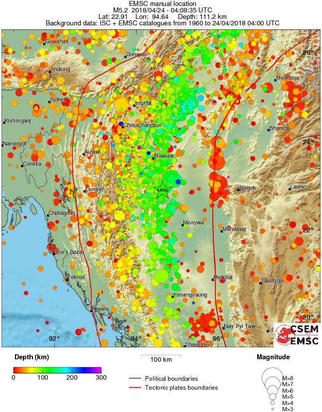 regional depth historical seismicity