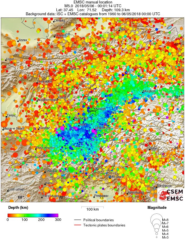 regional depth historical seismicity