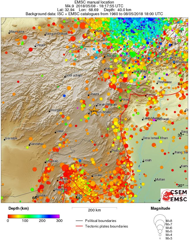 regional depth historical seismicity