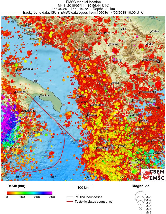 regional depth historical seismicity