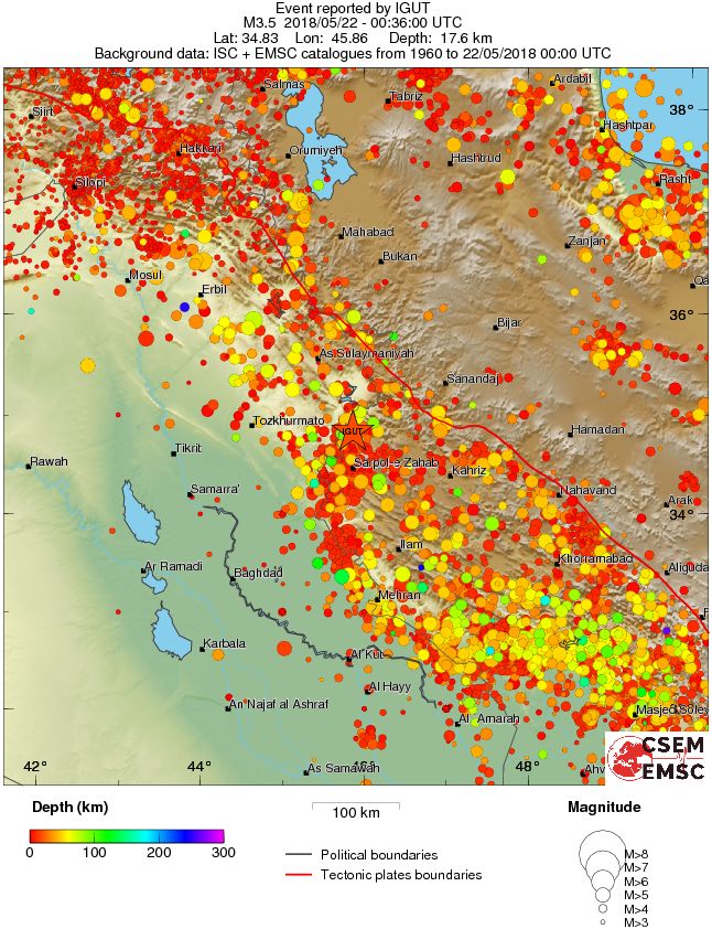 regional depth historical seismicity