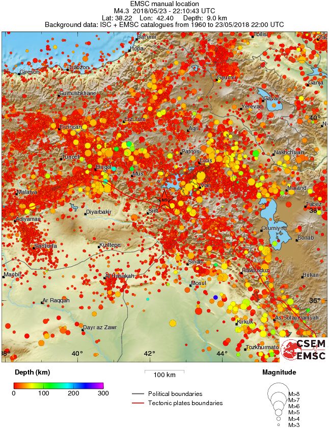 regional depth historical seismicity