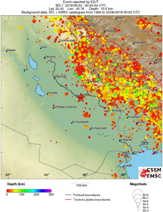 regional depth historical seismicity