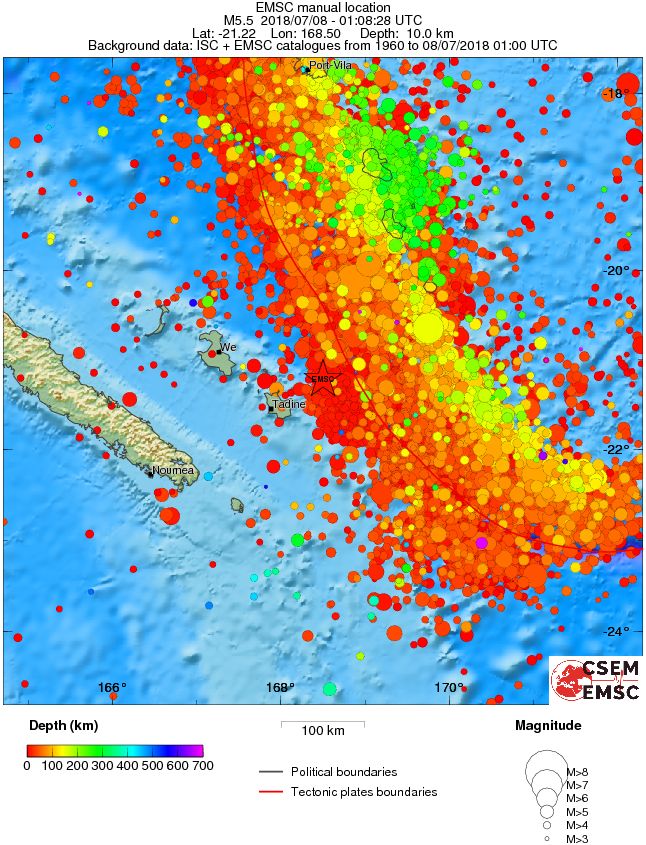 regional depth historical seismicity