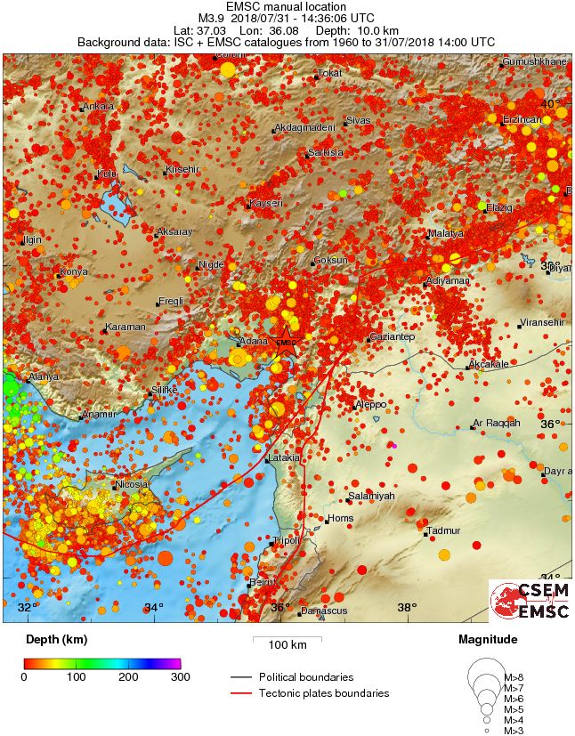 regional depth historical seismicity