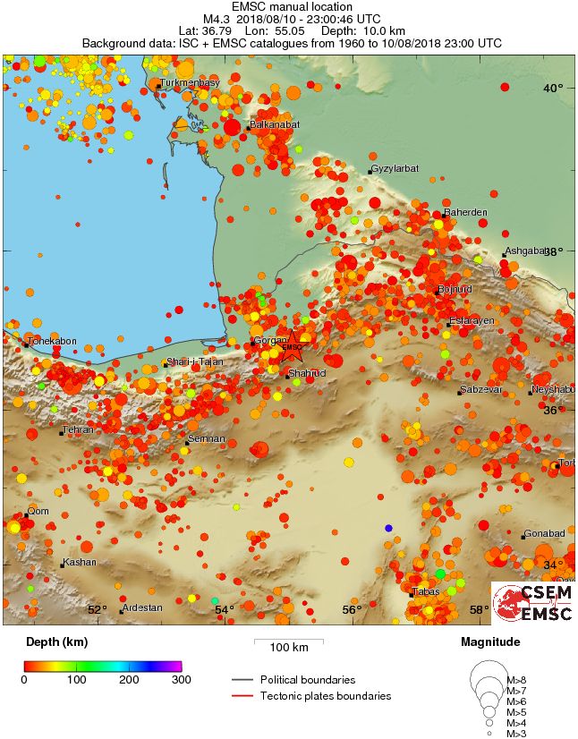 regional depth historical seismicity