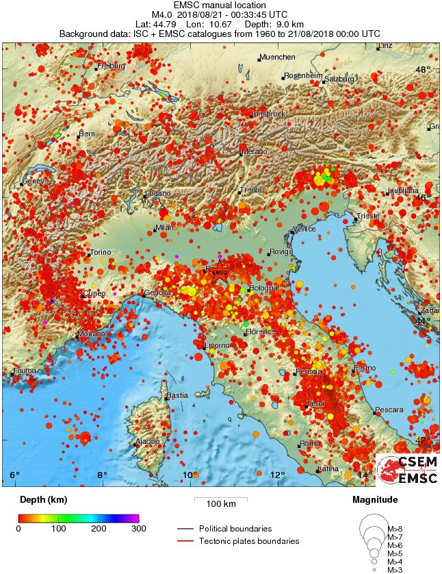 regional depth historical seismicity