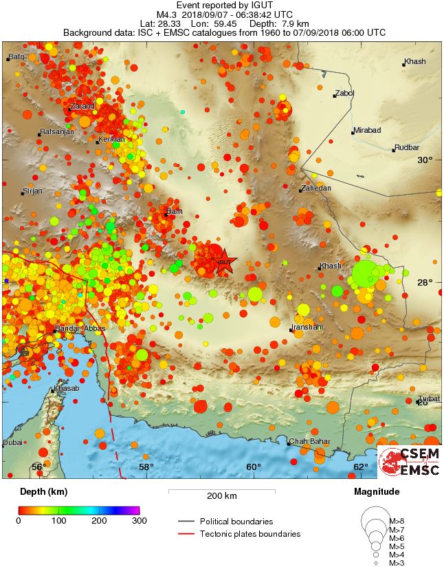 regional depth historical seismicity
