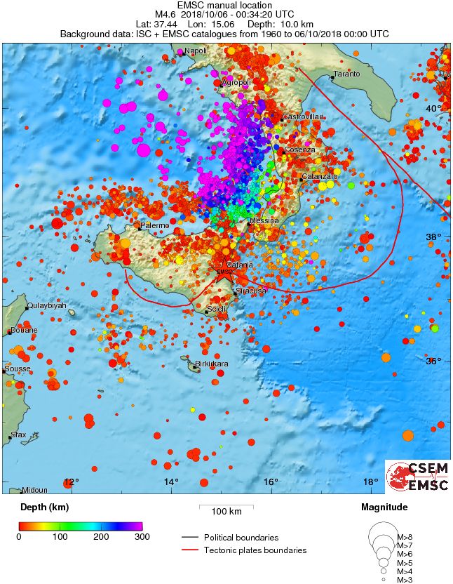 regional depth historical seismicity