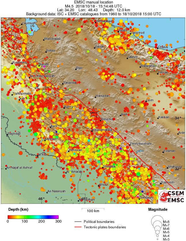 regional depth historical seismicity