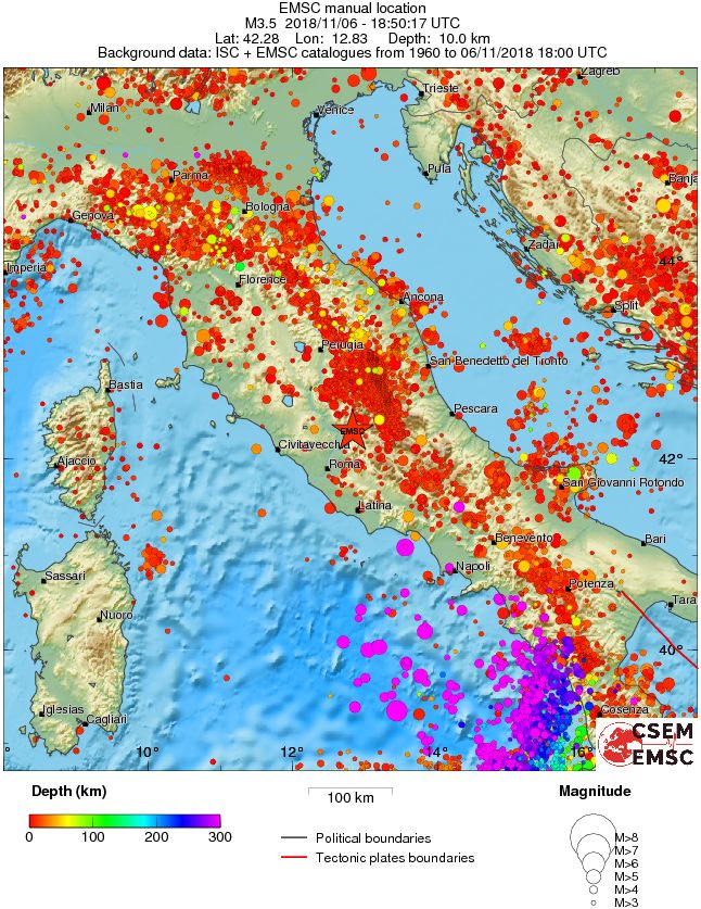 regional depth historical seismicity