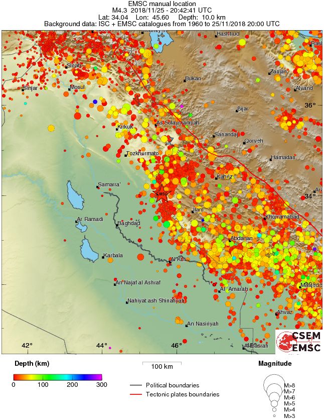 regional depth historical seismicity