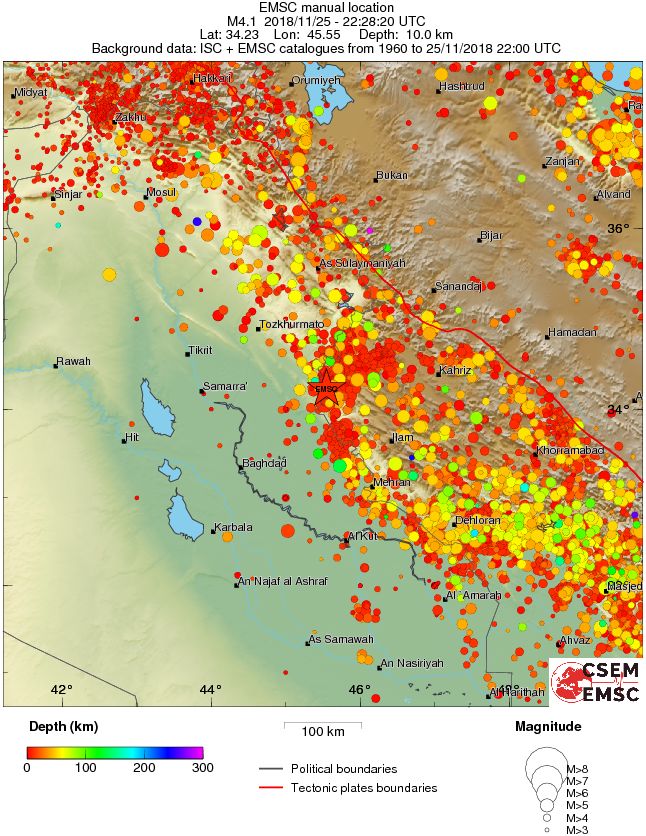 regional depth historical seismicity