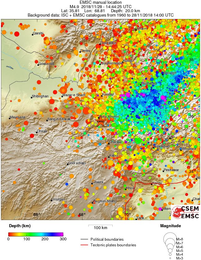 regional depth historical seismicity