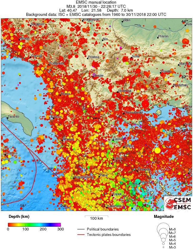 regional depth historical seismicity