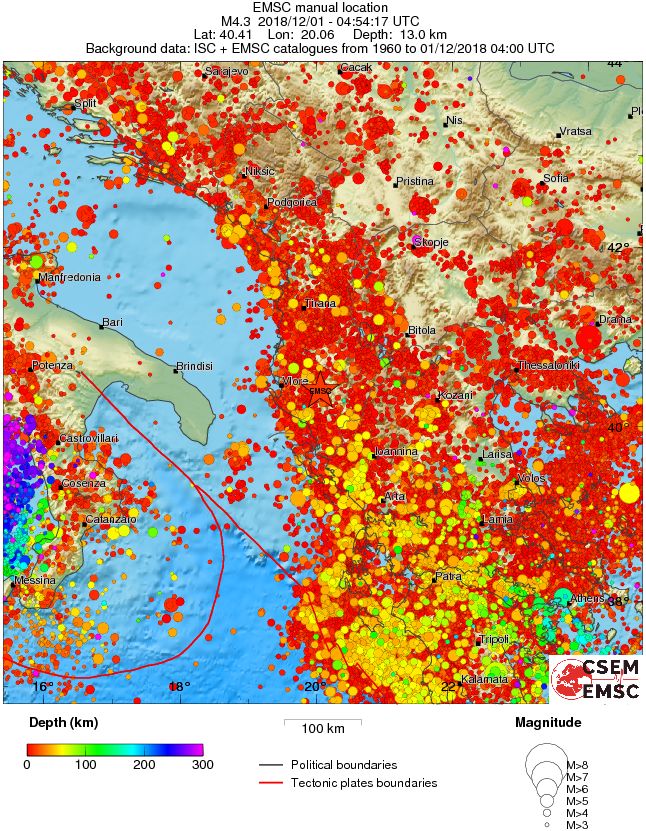 regional depth historical seismicity