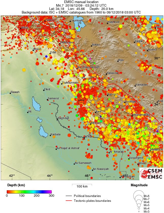regional depth historical seismicity
