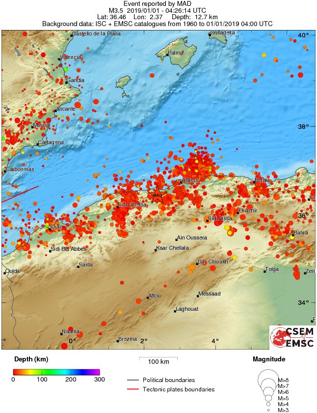 regional depth historical seismicity