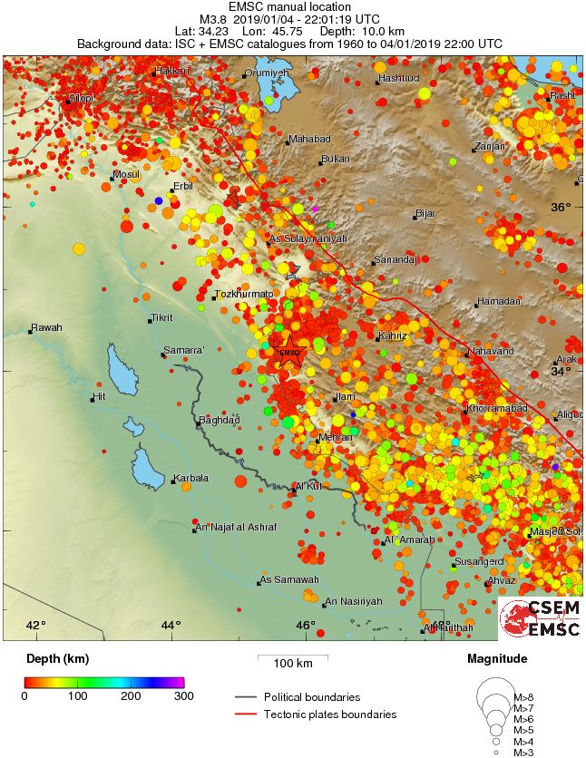 regional depth historical seismicity
