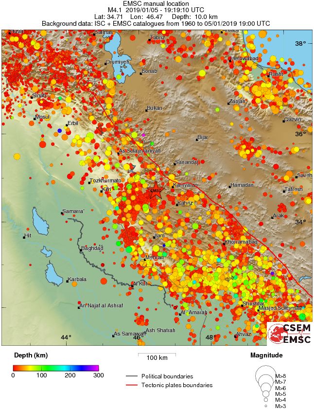 regional depth historical seismicity