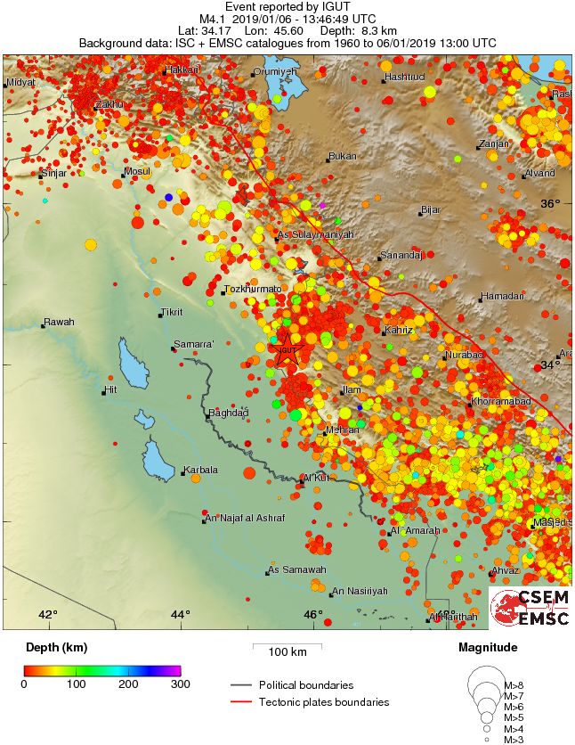 regional depth historical seismicity
