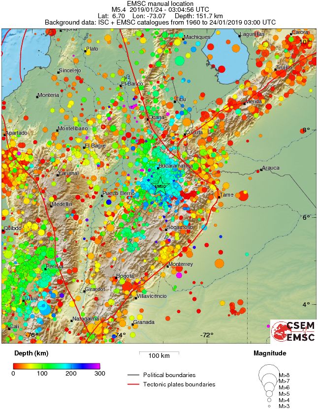regional depth historical seismicity
