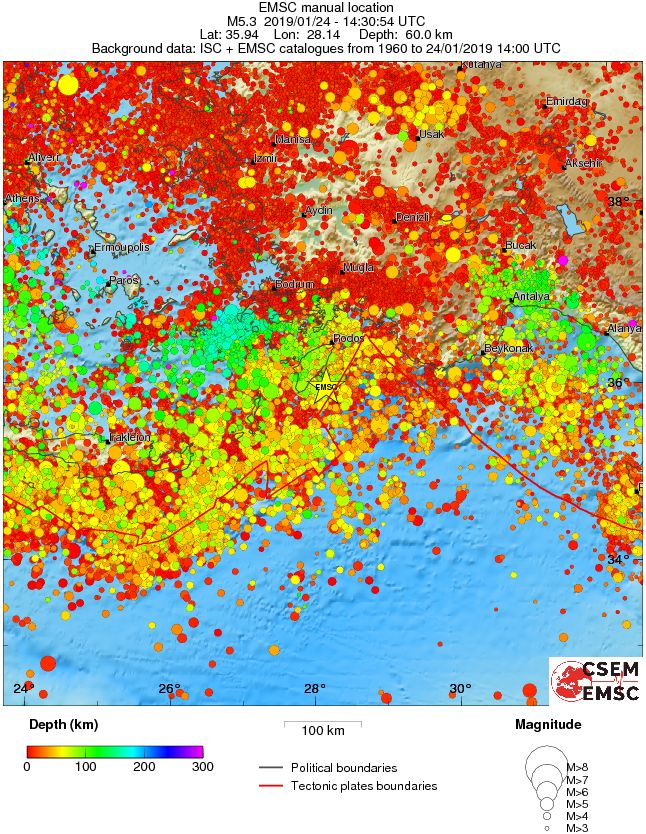 regional depth historical seismicity