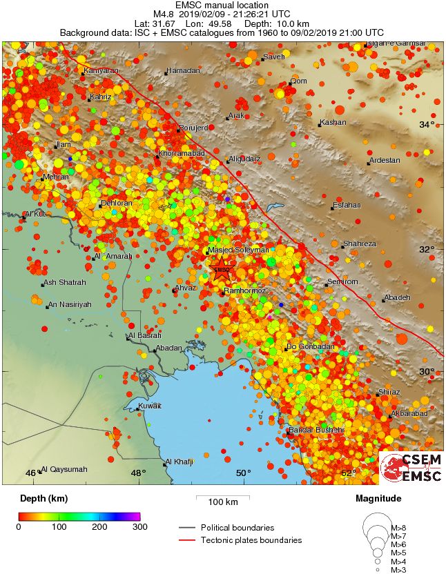 regional depth historical seismicity