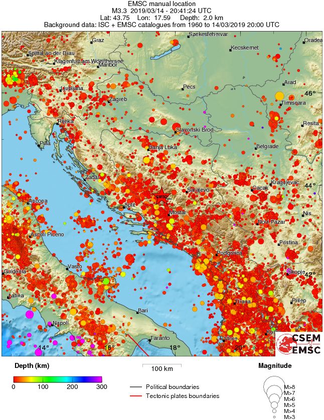 regional depth historical seismicity
