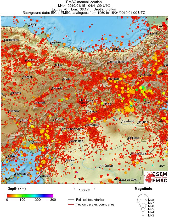 regional depth historical seismicity