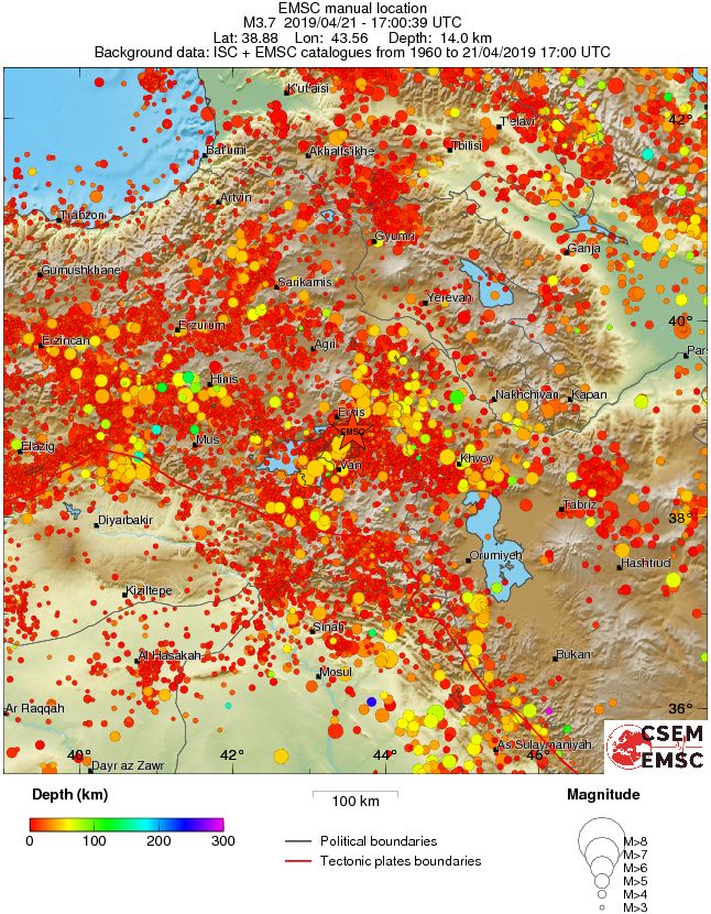 regional depth historical seismicity