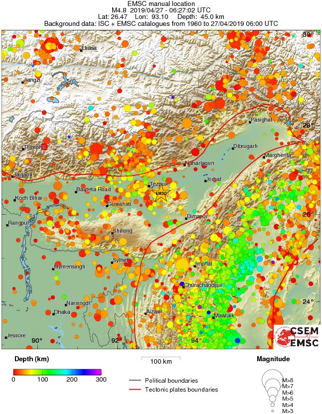 regional depth historical seismicity