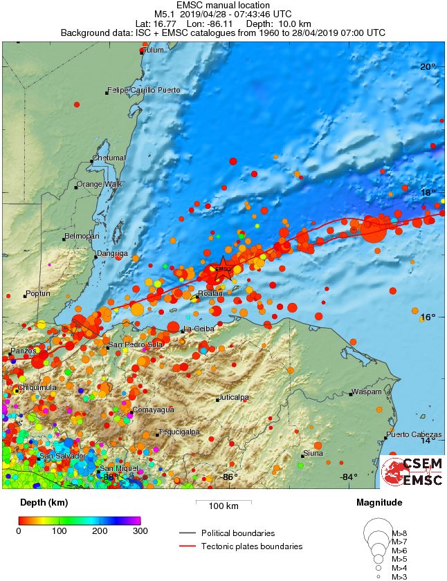 regional depth historical seismicity