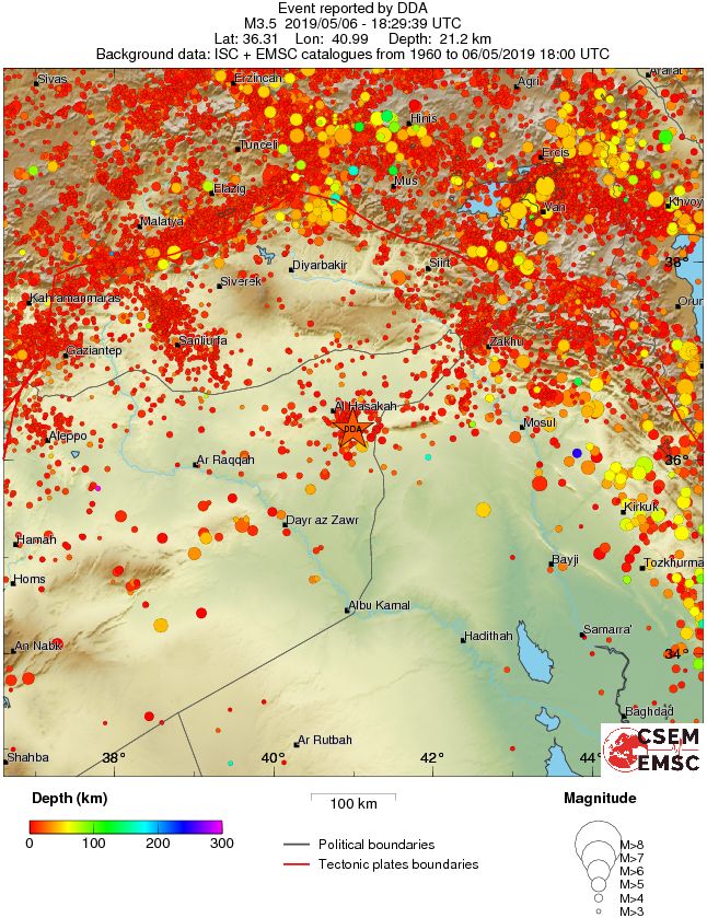 regional depth historical seismicity