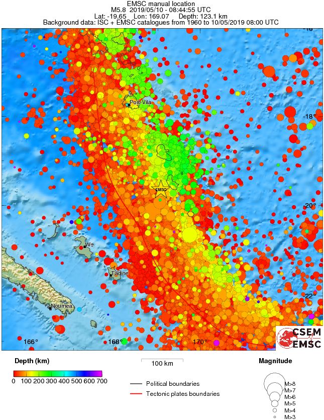 regional depth historical seismicity