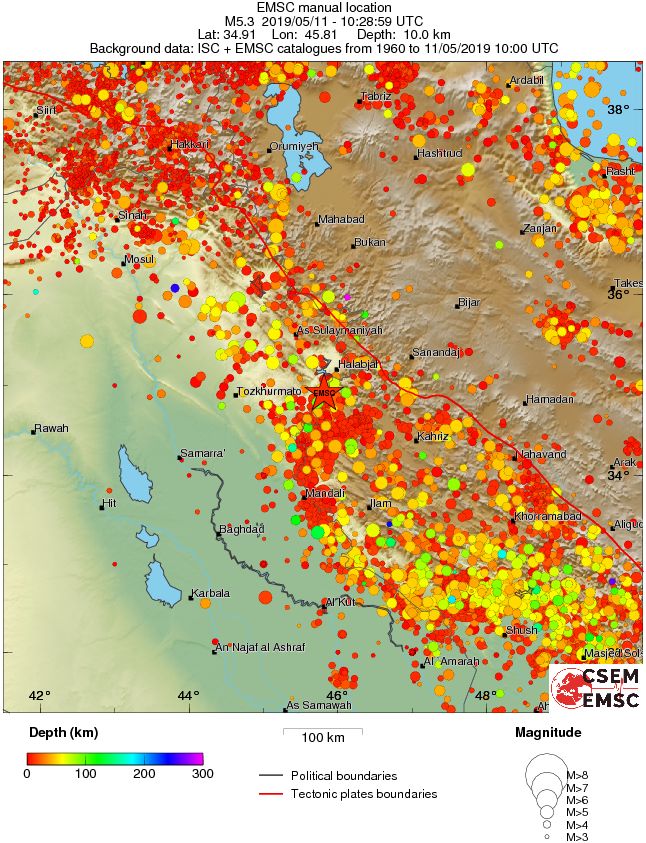 regional depth historical seismicity