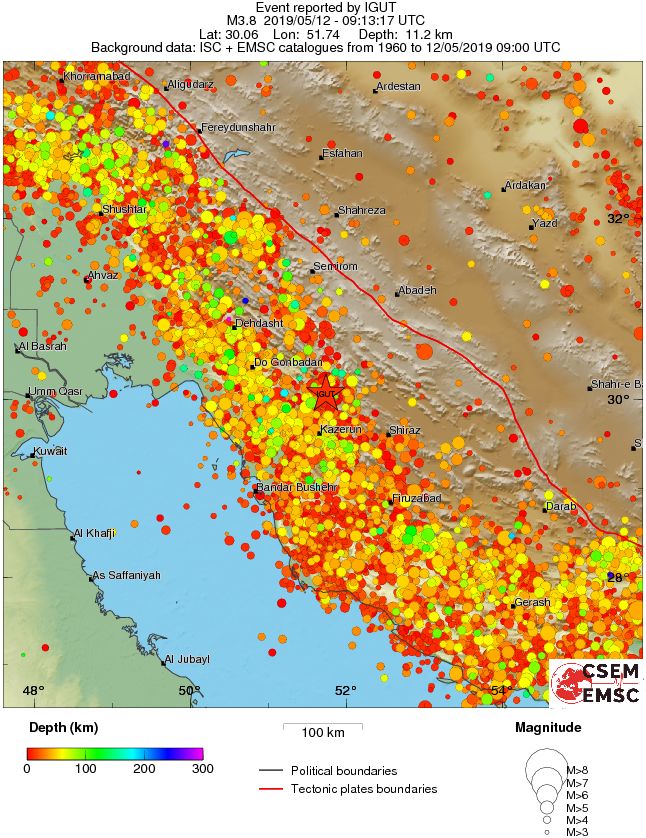 regional depth historical seismicity