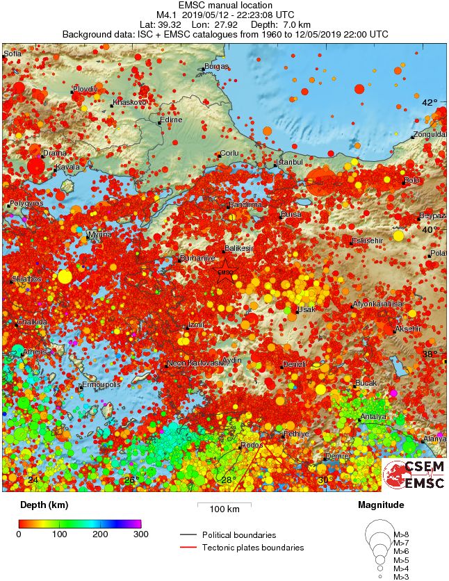 regional depth historical seismicity