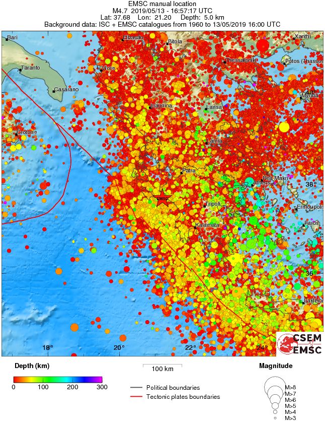 regional depth historical seismicity