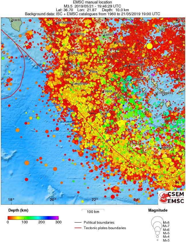regional depth historical seismicity
