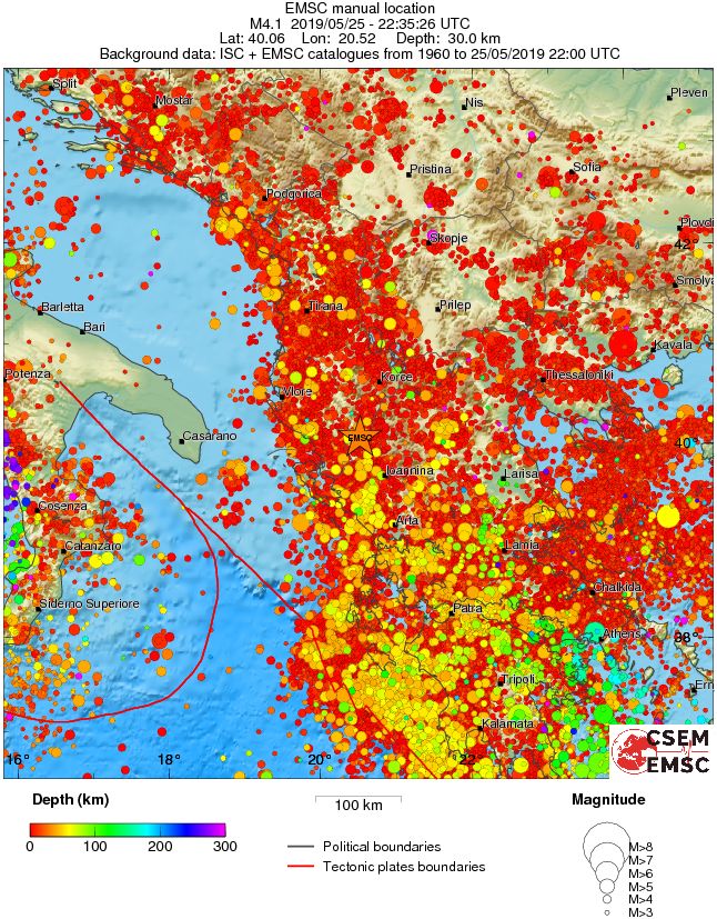 regional depth historical seismicity
